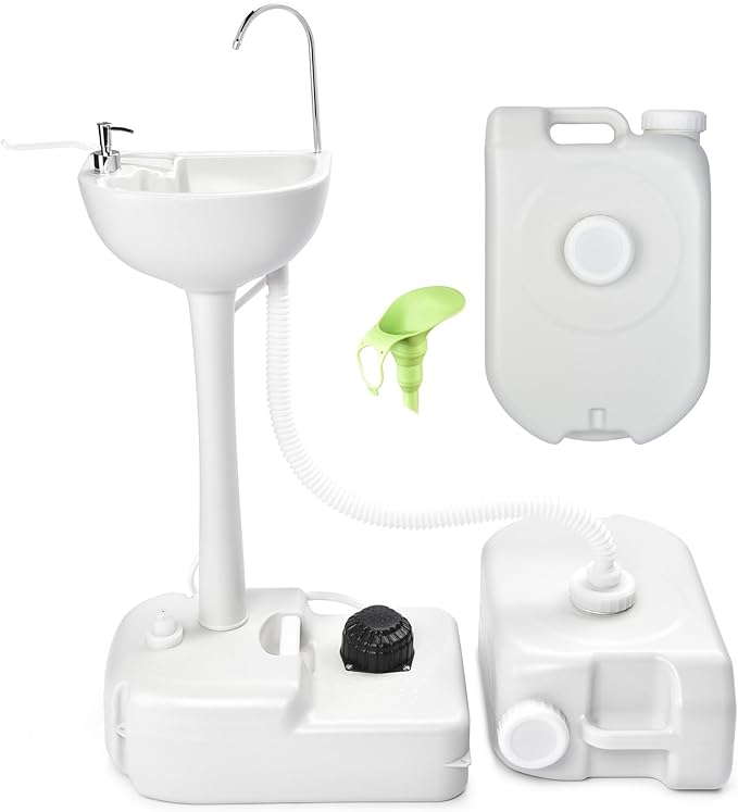Yescom 17L Portable Sink Hand Wash Station with Pump & 2Pcs 24L Water Tank, Hand Washing Station for RV Travel Outdoor Camping Food Booth