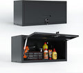 Metal Wall Cabinet,Wall Mounted Garage Cabinets with Lockable Up-Flip Door,Black Hanging Storage Cabinet 130 lbs Capacity,Floating Cabinet for Tool Organization in Basement,Workshop,Kitchen