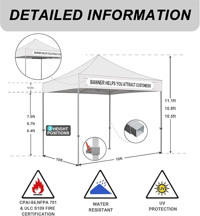 Eurmax USA Standard 10x10ft Patio Pop Up Canopy Tent for Outdoor Events Commercial Instant Canopies with Heavy Duty Roller Bag,Bonus 4 Canopy Sand Bags(Yellow)