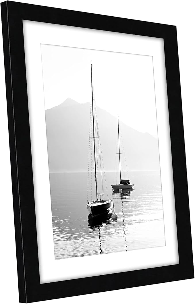 Americanflat 10x12 Picture Frame with Shatter-Resistant Glass - Use as 8x10 Frame with Mat or Display 10x12 Photo Without Mat - Signature Collection - Picture Frames for Wall Display - Black