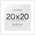 Homeforia 20x20 Picture Frame White, High End Metal 20x20 Square Poster Frame Matted to 16x16 Print, 20 x 20 White Frames with Mat 16 x 16 Photo, 20by20 Thin Frames, Tempered Glass, Wall Kit, Set of 1
