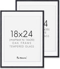 Fun Memories Black 18x24 Picture Frame, Large 18 by 24 Poster Frames Set of 2, Natural Oak Wood Frame 18 x 24 with Tempered Glass, 18x24 Black Wood Frames, 18"x24" Art Frame