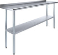 AmGood Stainless Steel Work Table with 1.5" Backsplash | Metal Kitchen Food Prep Table | NSF (72" Long x 18" Deep)
