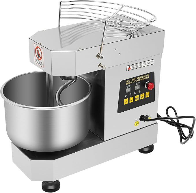 10L/2.6Gal Commercial Food Mixer,750W 110V Rotating Dough Kneading Machine,Electric Dough Mixer Equipment w/Stainless Steel Bowl & Security Shield,Speed Adjustable