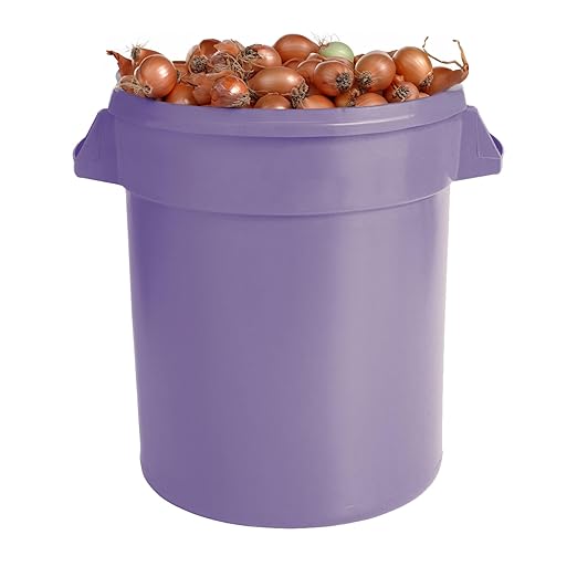 PRO&Family Commercial Round Trash Can, Ingredient Bin, Heavy-Duty Plastic, Anti-Static, Kitchen, Office, Outdoor Use (Purple, 20 Gallon)