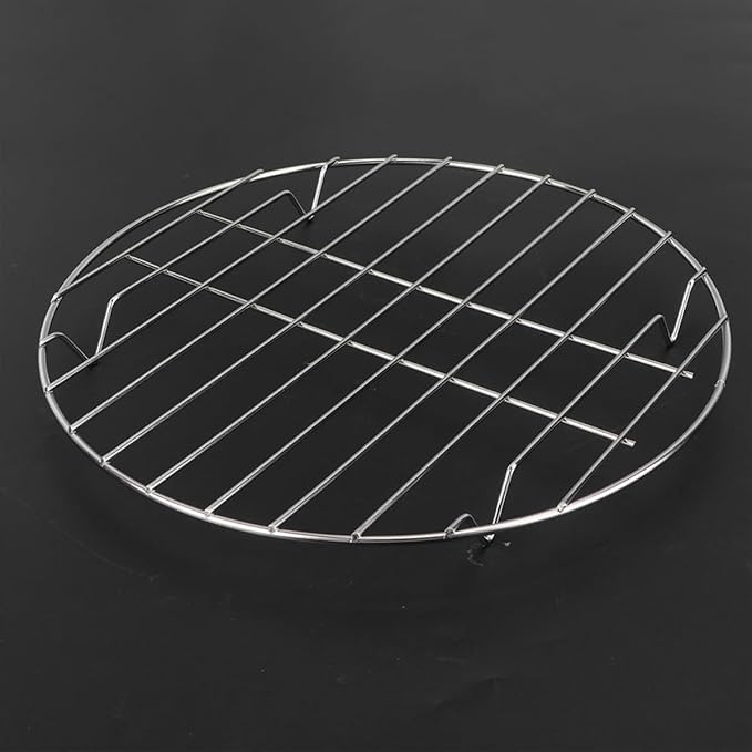 MERRYHAPY 2Pcs Stainless Steel Steak Barbecue Stand and Pizza Baking Rack, 25Cm 28Cm Grilling Shelf for Outdoor Barbecue, Meat Rib Rack Compatible Grill and Oven Cooking