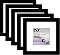 Americanflat 7x7 Picture Frame with Polished Plexiglass - Set of 5 - Use as 4x4 Frame with Mat or Display 7x7 Photo Without Mat - Galleria Collection - Square Frames for Tabletop and Wall - Black