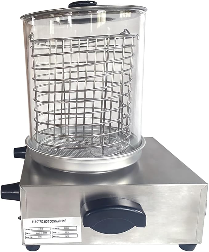 Hot Dog Warmer Steamer Machine Commercial Electric Sausage Warmer Countertop Stainless Steel Sausage Grill Heater Adjustable Temperature 32℉-185℉ 110V 300W