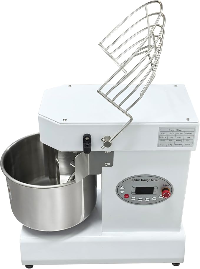 TECHTONGDA Commercial Stand Dough Mixer, 10L Food Mixer with Timer, Double Action Double Speed, Dough Kneading Machine for Bakery, Pizzeria & Restaurant, Meat Vegetable Blender