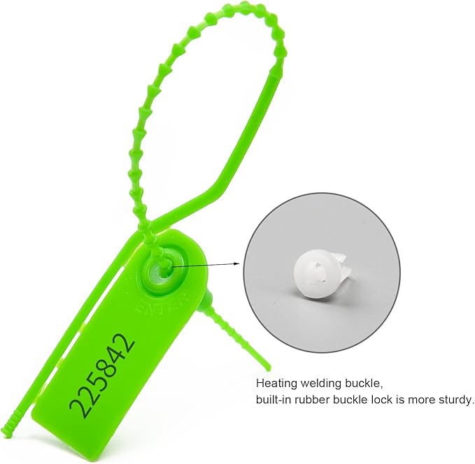 1000 PCS Plastic Tamper Seals Pull Tight Security Seals Tags Breakaway Seals Numbered Zip Ties Disposable Self-Locking Ties for Fire Extinguisher, Tear Off Type, 210mm Length