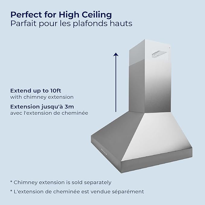 Hauslane Wall Mount Range Hood 30 Inch, Pro Model, Matt Black Stainless Steel Range Hood, Strong Suction, Changeable LED Lamps, 6” Duct or Ductless, Kitchen Hood Vent, Stove Hood Vent