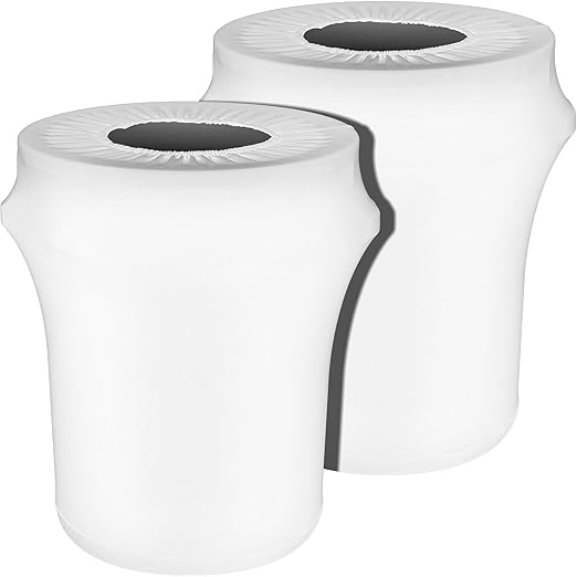Tanlade 32 Gallon Stretch Trash Can Spandex Cover Outdoor Waste Garbage Can Spandex Covers for Indoor Kitchen Outdoor Round Waste Container Bin, Without Trash Bin(White,2 Pcs)