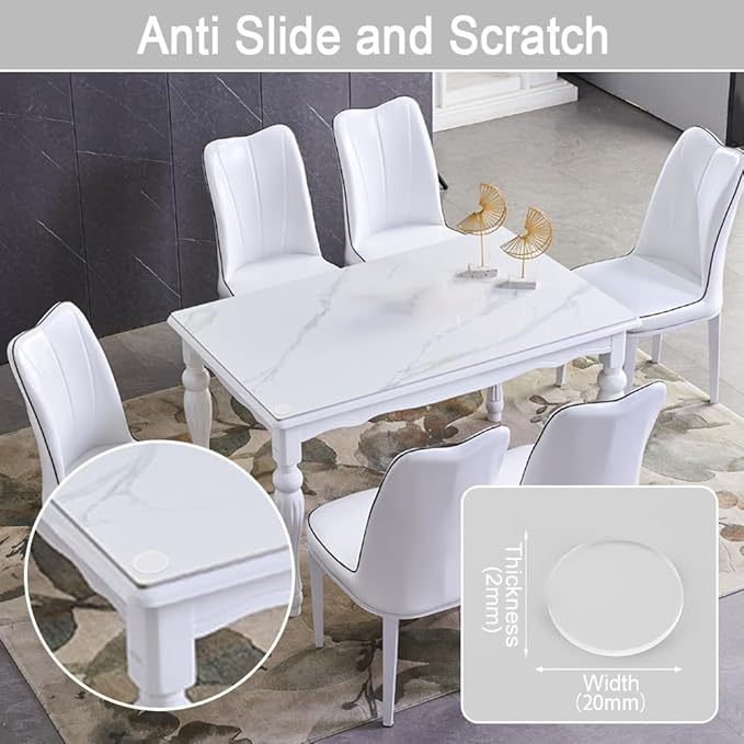 Extremely Self Adhesive Soft Glass Table Top Bumper, Transparent Anti Slide and Scratch for Glass Table, Rubber Pads for Glass Table Top Spacer. to Avoid The Movement of Glass (Round, 24 PCS)