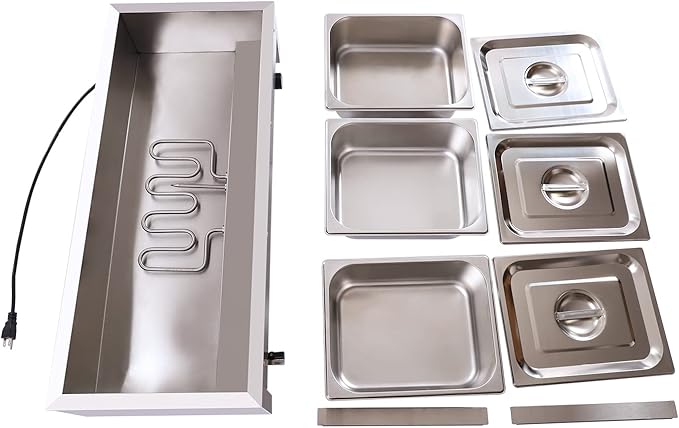 3-Pan Commercial Food Warmer, 1500W 21QT Electric Stainless Steel Steam Table with 30-85°C Temp Control, Buffet Food Warmer with Lids for Restaurant/Café