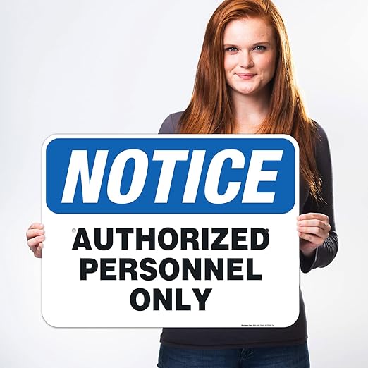 Authorized Personnel Only Sign, 18x24 Inches, 55 mil Thick HDPS (high Density polystyrene), Made in USA