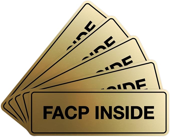 Signs ByLITA Standard FACP Inside Sign | Fire Safety Signage (Brushed Gold) - Medium 5 Pack