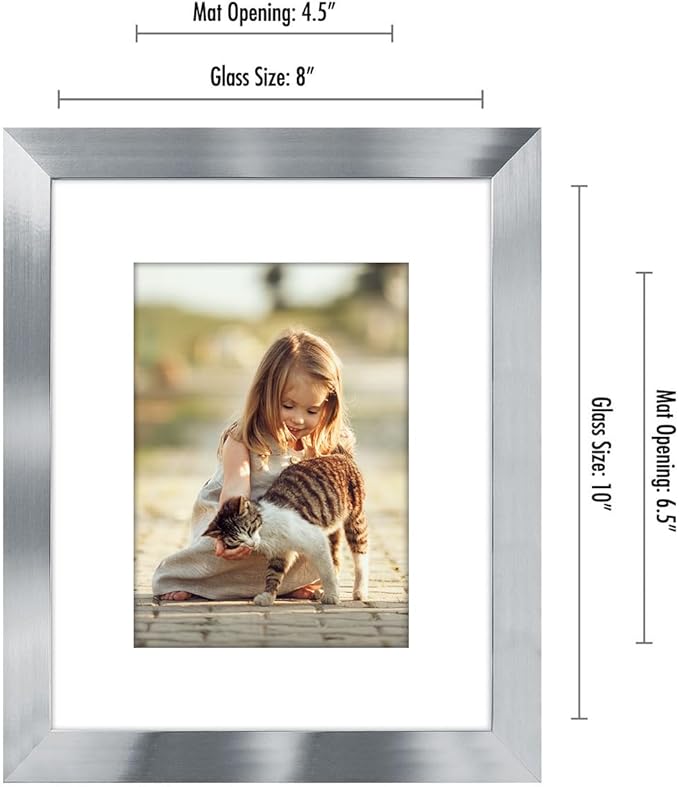Americanflat 8x10 Picture Frame with Polished Crystal-Clear Glass - Use as 5x7 Frame with Mat or Display 8x10 Photo Without Mat - Signature Collection - Picture Frames for Tabletop and Wall - Silver
