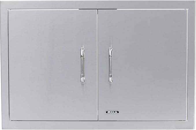 Bull Outdoor Products Premium Outdoor Kitchen Bundle – Angus 75,000 BTU Built-In Grill Head, Double Drawer with Reveal, 38" Double Doors, Single Side Burner, 304 Stainless Steel – LP