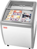 VEVOR Commercial Ice Cream Display Case, 5.4 Cu.ft Chest Freezer, -19 to 3℉ Temp Adjustable Mobile Top Deep Freezer with 2 Wire Baskets, 2 Sliding Glass Doors, Locking Casters & LED Strip Lighting