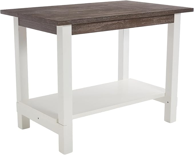 Solid Wood Counter Height Dining Table, 47.5" Small Kitchen Table with Open Storage Space Rectangle Bar Table for Dining Room/Home Bar/Kitchen Island, Brushed Brown