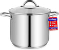 Stainless Steel Stockpot with Tempered Glass Lid 12 Quart, Durable 18/0 Stainless Steel, Impact-Bonded Base for Even Heating, Riveted Handles, Oven & All Stove Compatible, Safe Up To 500°F (260°C)