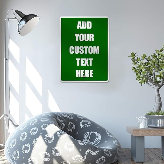 Aluminum Weatherproof Metal Sign Multiple Sizes Custom Personalized Text Here Green White Directions Vertical Street 9x12Inches