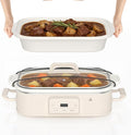 4 Quart Casserole Programmable Slow Cooker with Ceramic Baking Dish - Perfect Kitchen Small Appliance for Family Dinners, Oven Safe and Durable Bakeware for Lasagna, Roasts (Oatmeal)