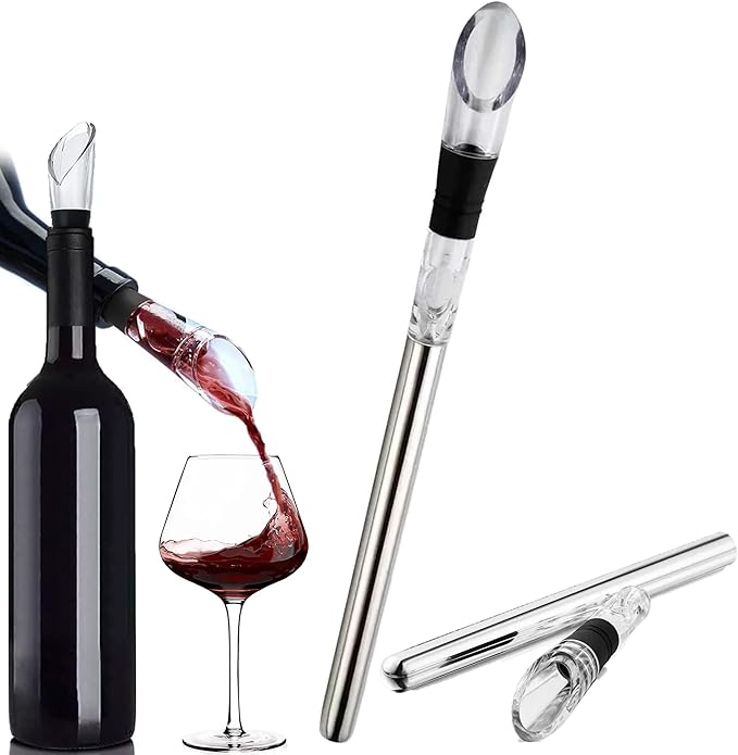 Wine Chiller Stick Small Wine Cooler 3-in-1 Stainless Steel Wine Bottle Cooler Stick Iceless Wine Chillers for Bottles Wine Gifts Champagne Chiller