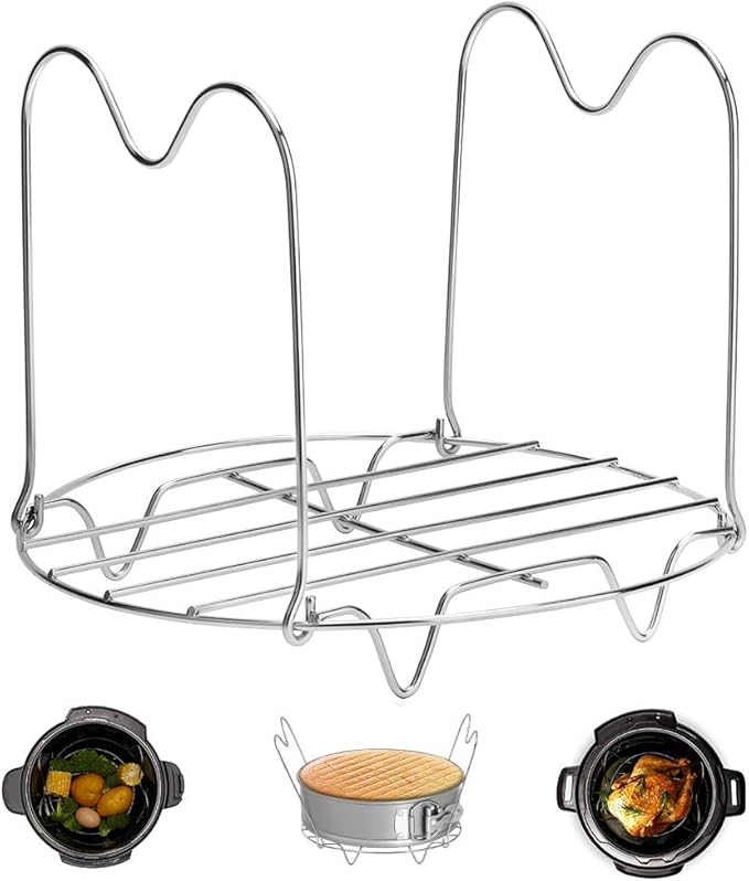Steamer Rack Trivet with Handles Compatible with Instant Pot Accessories 6 Qt 8 Quart, Pressure Cooker Trivet Wire Steam Rack, Great for Lifting out Whatever Delicious Meats & Veggies You Cook
