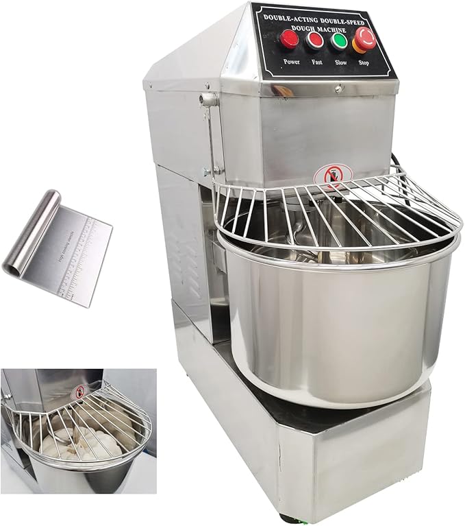 Commercial Stand Dough Mixer, 30L Dual Rotating Dough Blender Kneading Machine with 2 Speeds Adjustable, All Stainless Steel Dough Mixing Machine, Baking Equipment for Bakery Pizzeria