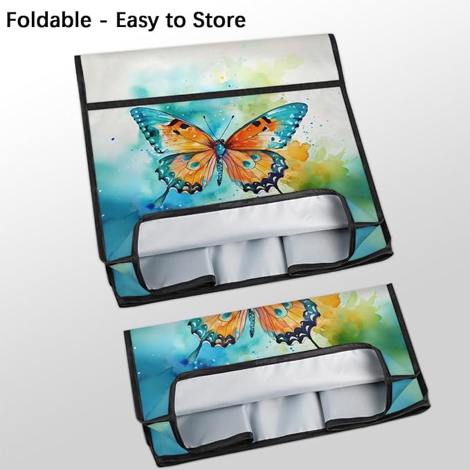 Kitchen Aid Mixer Cover Watercolor Butterfly Animal Stand Mixer Cover Compatible with 6-8 Quarts Stand Mixers, Dust Covers with Zipper Pocket Foldable Washable Kitchen Aid Organizer Bag
