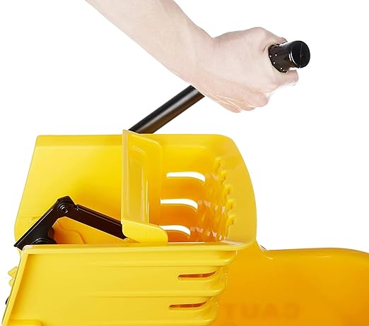 HealSmart 36-Quart Commercial Mop Bucket with Side-Press Wringer & Wheels – Multi-Functional Storage, High Efficiency Dehydration, Anti-Splash Design for Floor Cleaning in Offices, Malls, Yellow