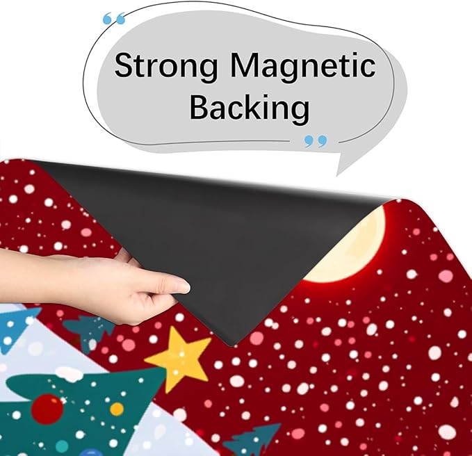 Christmas Night Dishwasher Magnet Cover, 23" W x 26" H Fridge Magnetic Stickers Reuseable Magnet Panel Decal Cover for Washing Machine Fridge Microwave Cabinet Kitchen Christmas Decoration