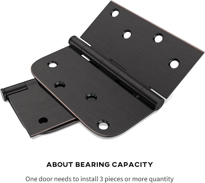 18 Pack goldenwarm 4in Oil Rubbed Bronze Door Hinges Interior Door Hinges 4 x 4 Inch with Square & Round Corners, Iron Material