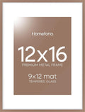 Homeforia 12x16 Picture Frame Mocha, High End Metal 12x16 Poster Frames with Mat 9x12 for Photo, 12 x 16 Mocha Frame Matted to 9 by 12 inch Print, 16x12 Thin Frames, Tempered Glass, Wall Kit, Set of 1