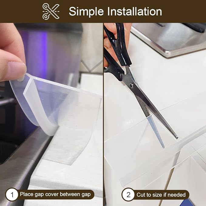 Kitchen Stove countertop Gap Covers, 25 inch Long & Extra Wide Silicone Stove Gap Covers Filler Range Strips 2pcs, Oven Counter Gap Protector Between Counter and Stove Gap Stove Crack Guards Clear