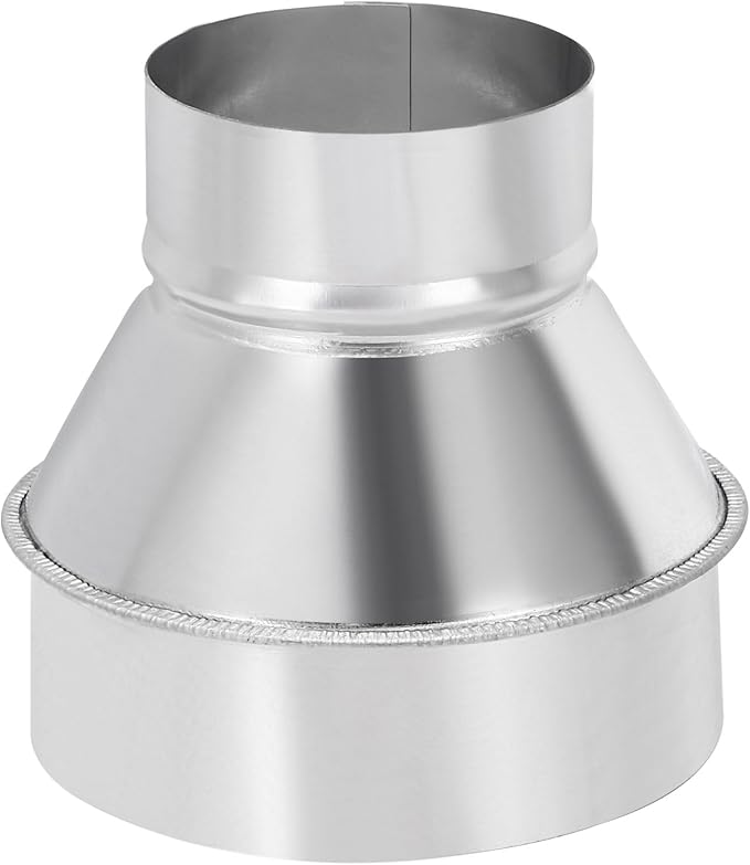 PATIKIL 5 Inch to 3 Inch Round Duct Reducer Increaser Connector, Galvanized Steel Air Duct Adapter Pipe Fitting for Bathroom Kitchen Inline Ventilation Systems, Silver Tone
