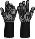 Comsmart BBQ Gloves, 1472F Heat Resistant Silicone Non-Slip Oven Mitts, Long Kitchen Gloves Perfect for Grilling, Cooking, Baking, Cutting