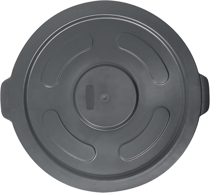 Restaurantware-LID ONLY: RW Clean Waste Container Lid, 1 Round Trash Can Cover - Waste Bin Sold Separately, For 55 Gallon Dustbin, Built-In Handle, Gray Plastic Garbage Can Cover, Heavy-Duty