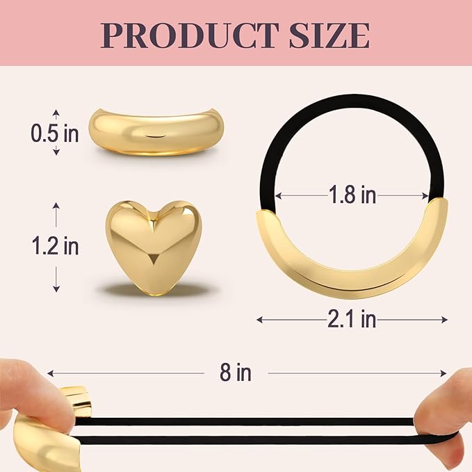 2PCS Metal Hair Tie For Women,Gold Cuffs,Metal Geometric Gold Hair Ties, Hair Accessories Stretchy and Non-Damage Ponytail Holders,Ponytail Cuff Hair Bands For Hair Styling (SET3)