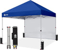 CROWN SHADES 8x8 Pop Up Canopy with 1 Side Wall - Beach Tent with One Push Setup - Outdoor Sun Shade for Events, Parties, Camping - Gazebo with STO-N-Go Cover Bag (Navy Blue)