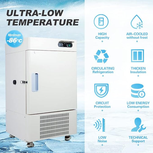 -122 °F Ultra-Low Temperature Freezer 58L Lab Cryogenic Refrigerator -86°C Samples Flash Freezer for Laboratory Samples Storage (58L-S)