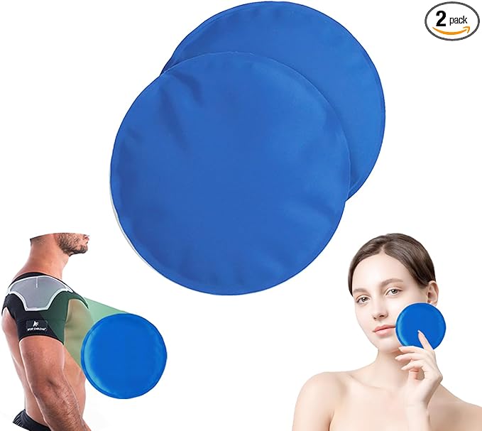 Gel Ice Packs Reusable Round - 2 Pcs 5.5" Ice Packs for Injuries, Wisdom Teeth, Breastfeeding, Mastectomy Recovery, Warm & Cold Compress for Cyst, Sinus Headaches Physical Cooling