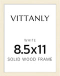 Vittanly 8.5x11 Picture Frame, Solid Wood Frame with Plexiglass, Includes 6x8 Mat, Wall Hanging or Tabletop for Photos, Home Decor, White, 1 Pack