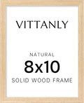 Vittanly 8x10 Picture Frame, Solid Wood Frame with Plexiglass, Includes 5x7 Mat, Wall Hanging or Tabletop for Home Decor, Natural, 1 Pack