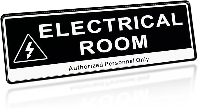 Door Sign,RAMIEYOO Acrylic Authorized Personnel Only Signs for Door,Black and White - 9"x 3" (Electrical Room)