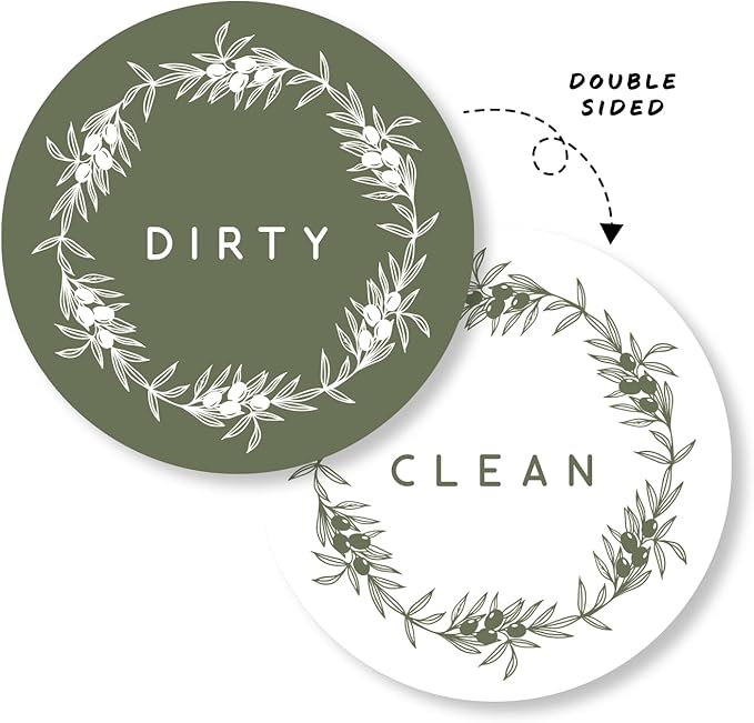 ThreeKin Clean/Dirty Magnet for Dishwasher, Double-Sided Kitchen Gadget Gift, Easy-to-Read Strong Magnetic Indicator Sign for Home Decor and Organization