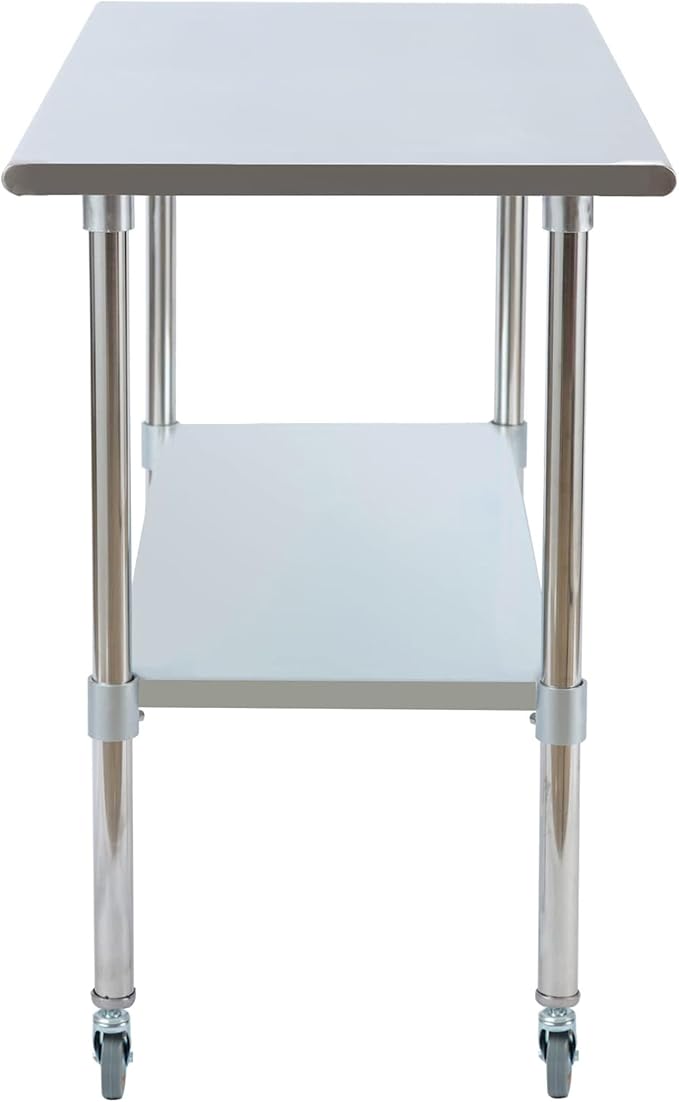 Stainless Steel Work Table 36“L x30 D, NSF Commercial Food Prep Worktable with Adjustable Undershelf and Casters for Restaurant, Home and Outdoors (36“L x30 D)
