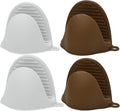 Silicone Kitchen Oven Mitts Set, Finger Protector Cooking Pinch Grips Pot Holder Toaster Hot Plate Gripper Oven Accessories,BBQ Baking Mittens Heat Resistant Gloves,2 Pairs（Brown and 2c Gray）