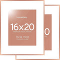 Homeforia Picture Frames 16x20 Rose Gold, High End Metal 16x20 Poster Frame with Mat 11x14 inch Photo, 16 x 20 Rose Gold Frame Matted to 11 by 14 Print, 20x16 Frame, Tempered Glass, Wall Kit, Set of 2